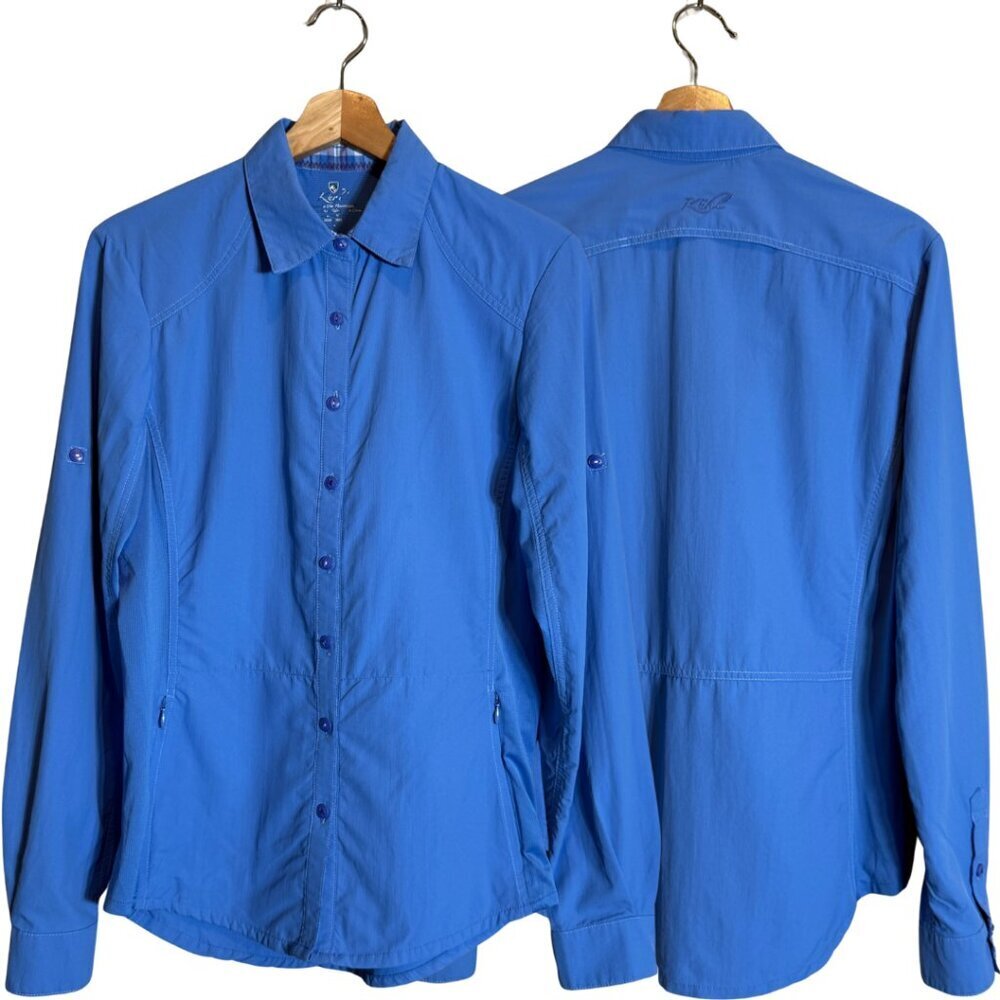 Kuhl Wunderer Button Down Convertible Top Women's Medium Blue Gorpcore Roll Tab